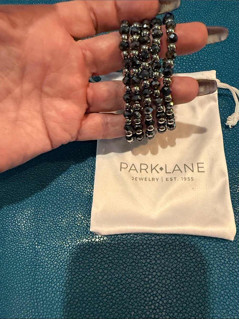 Park Lane Shiny Hematite Multi-Row Stretch Bracelet Set